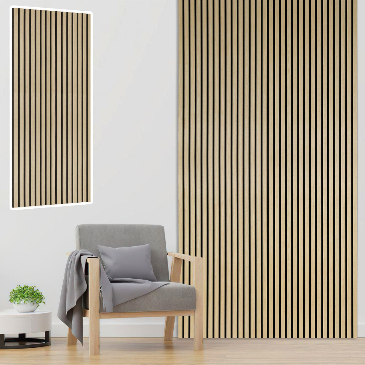 Set of 4 Acoustic Panels, Wood, 120 X 60Cm, 21Mm Thick, Made of MDF And PET Felt, Suitable for Noise Reduction in Living Rooms, Offices, And Studios