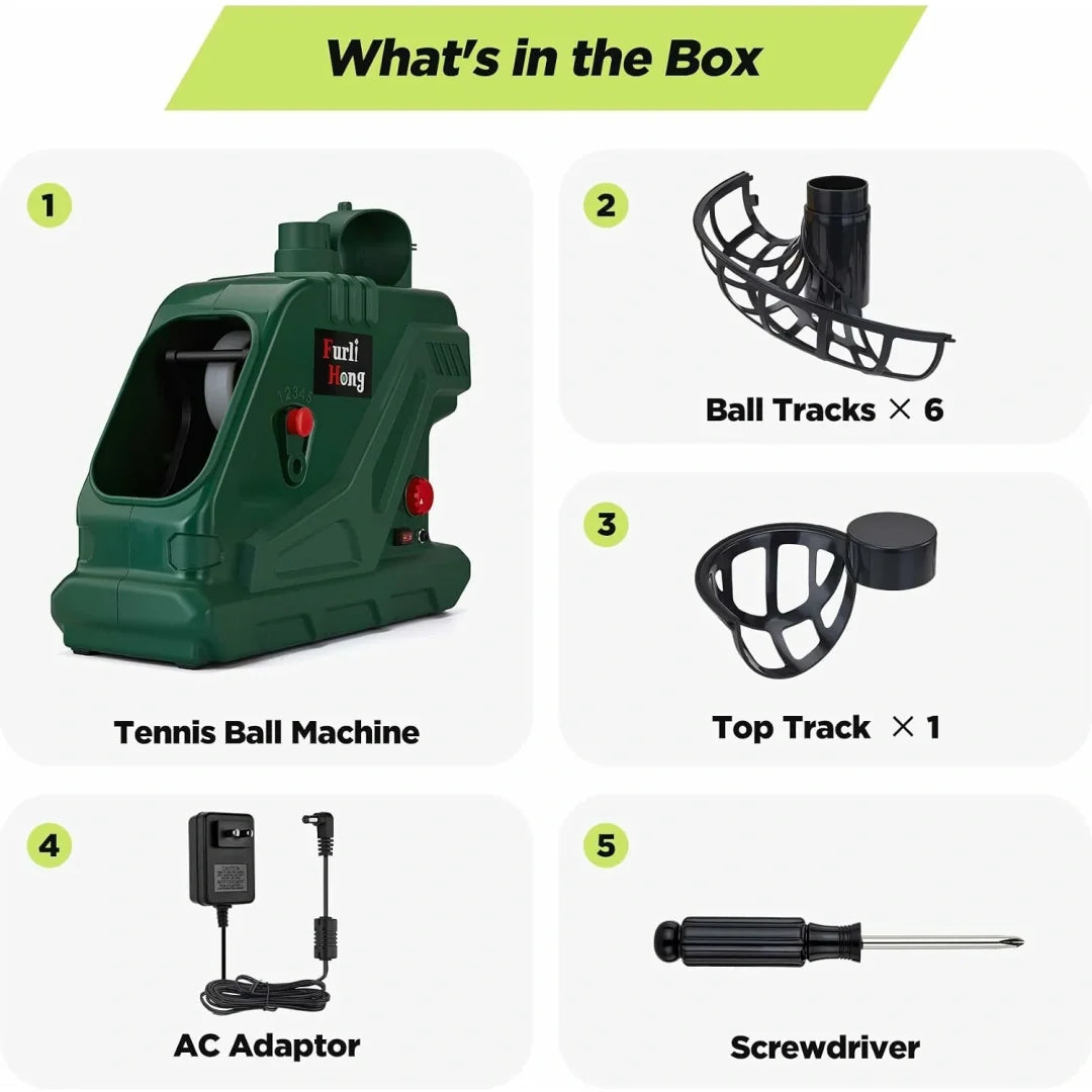 Portable Tennis Ball Machine|5 Adjustable Angles, 30 MPH Max Speed for Solo & Group Training