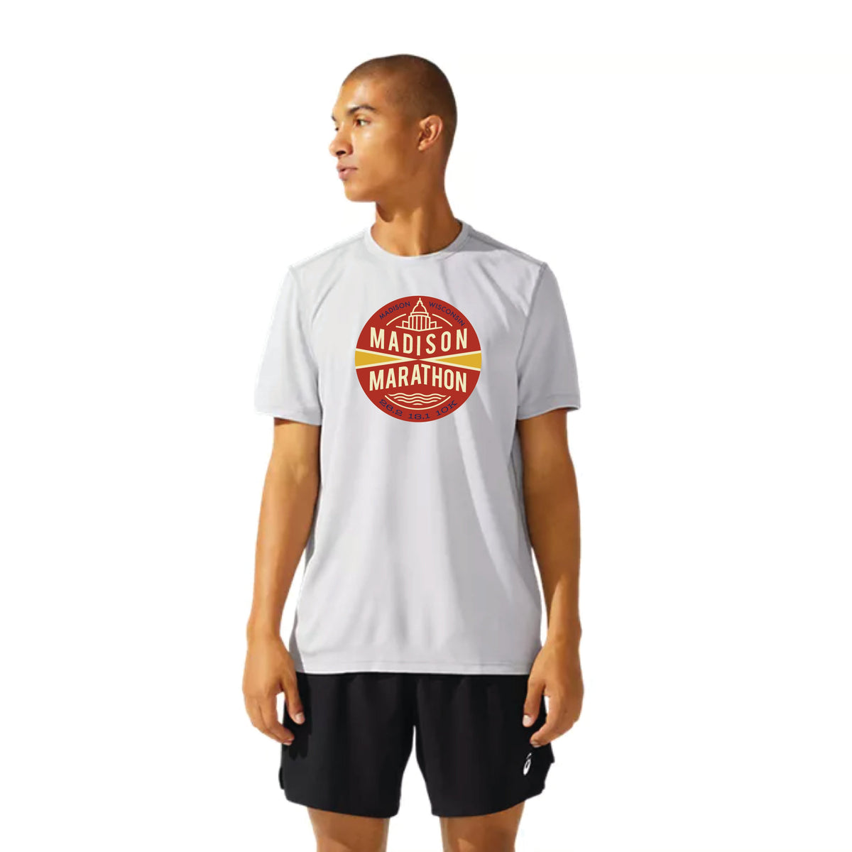 2025 Madison Marathon - ASICS Men's Ready Set Short Sleeve Tee Grey (2011b458) (MM-08)