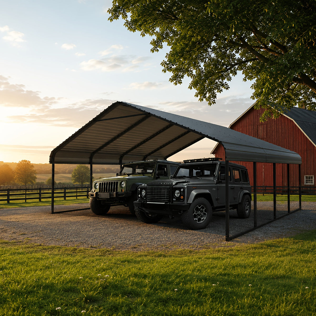 [Durable All-Weather Shelter] Heavy Duty Carport 20 X 20/10x15 Shelter - Perfect Solution for Vehicles, Boats and Equipment - Durable, All-Weather, Quick Assembly - Spacious, Secure, Reinforced - Gray/White