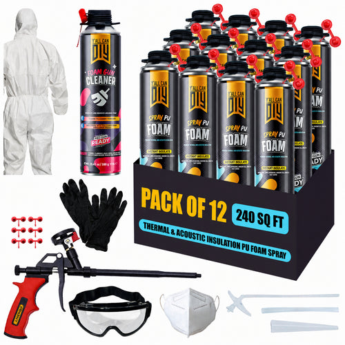 Y'allCanDIY Spray Foam Insulation Kit 12 pack(32.8 oz Each) with Full DIY Kit