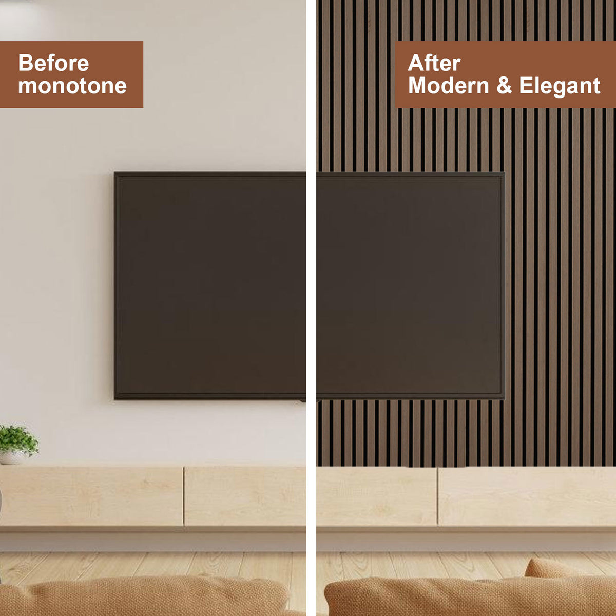 Set of 4 Acoustic Panels, Wood, 120 X 60Cm, 21Mm Thick, Made of MDF And PET Felt, Suitable for Noise Reduction in Living Rooms, Offices, And Studios