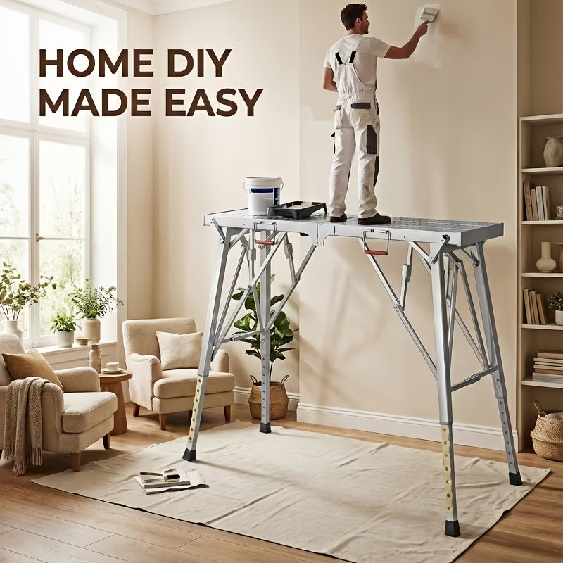 Portable Foldable Workbench – Heavy-Duty Adjustable-Height Work Platform for Home Renovation, RV Cleaning & Outdoor Use