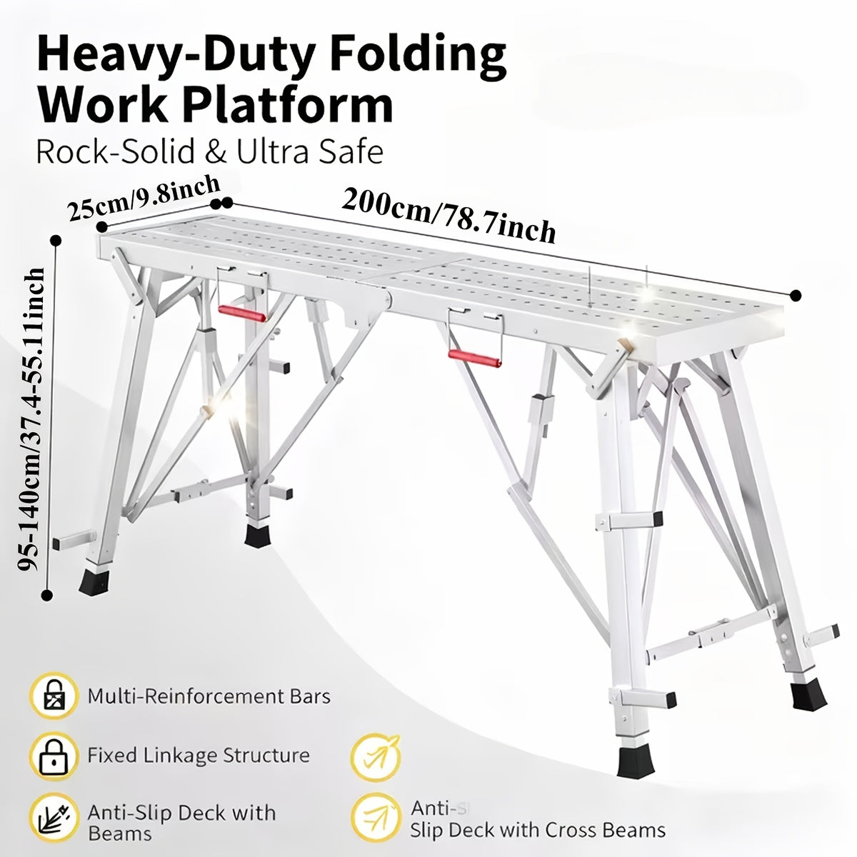 Portable Foldable Workbench – Heavy-Duty Adjustable-Height Work Platform for Home Renovation, RV Cleaning & Outdoor Use