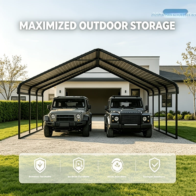 [Durable All-Weather Shelter] Heavy Duty Carport 20 X 20/10x15 Shelter - Perfect Solution for Vehicles, Boats and Equipment - Durable, All-Weather, Quick Assembly - Spacious, Secure, Reinforced - Gray/White