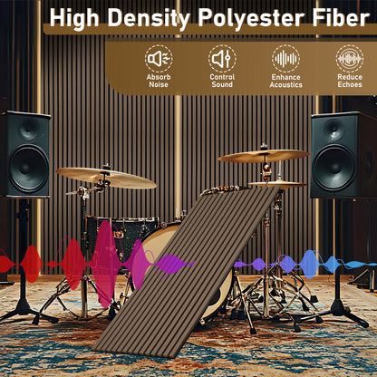 Set of 4 Acoustic Panels, Wood, 120 X 60Cm, 21Mm Thick, Made of MDF And PET Felt, Suitable for Noise Reduction in Living Rooms, Offices, And Studios