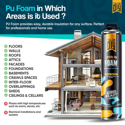 Y'allCanDIY Spray Foam Insulation Kit 12 pack(32.8 oz Each) with Full DIY Kit