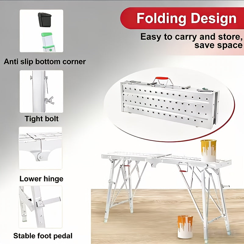 Portable Foldable Workbench – Heavy-Duty Adjustable-Height Work Platform for Home Renovation, RV Cleaning & Outdoor Use