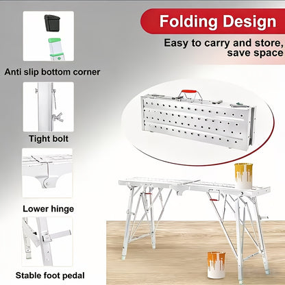 Portable Foldable Workbench – Heavy-Duty Adjustable-Height Work Platform for Home Renovation, RV Cleaning & Outdoor Use