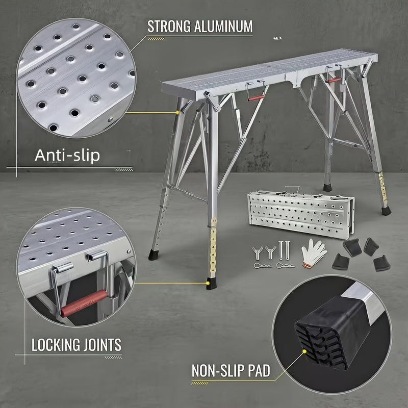 Portable Foldable Workbench – Heavy-Duty Adjustable-Height Work Platform for Home Renovation, RV Cleaning & Outdoor Use