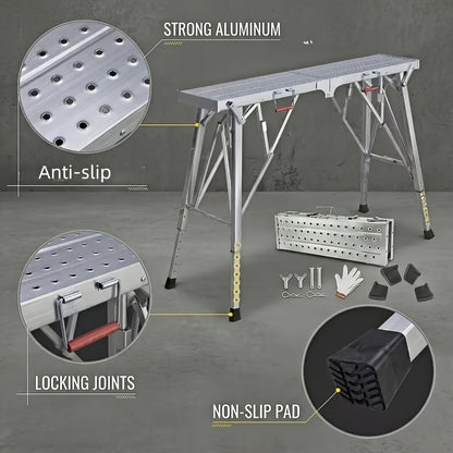 Portable Foldable Workbench – Heavy-Duty Adjustable-Height Work Platform for Home Renovation, RV Cleaning & Outdoor Use