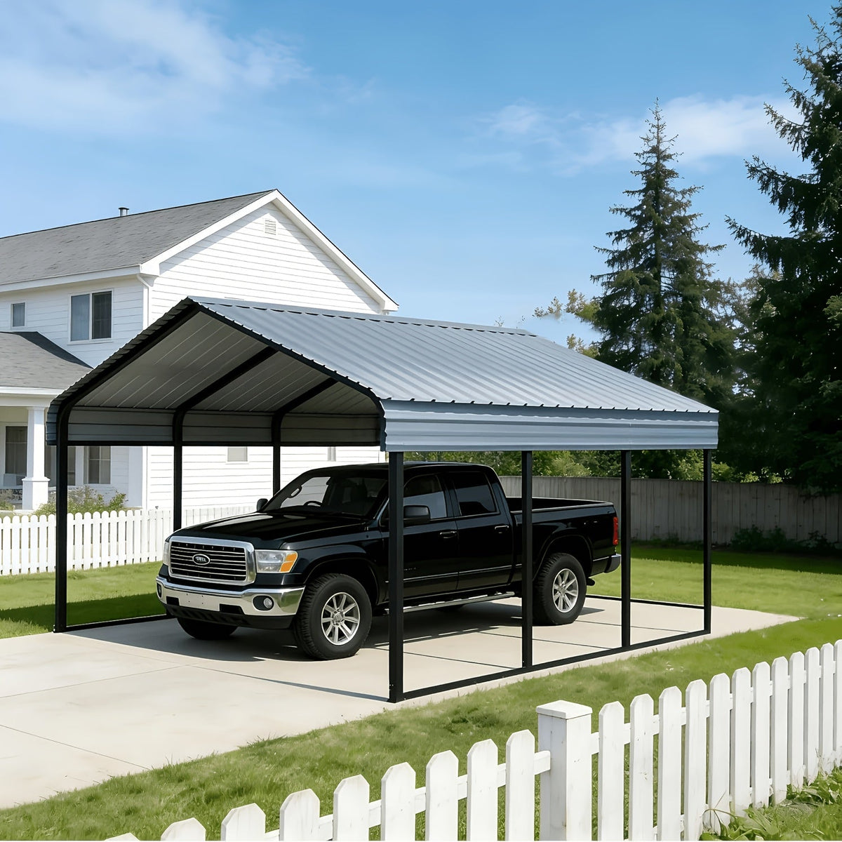 [Durable All-Weather Shelter] Heavy Duty Carport 20 X 20/10x15 Shelter - Perfect Solution for Vehicles, Boats and Equipment - Durable, All-Weather, Quick Assembly - Spacious, Secure, Reinforced - Gray/White