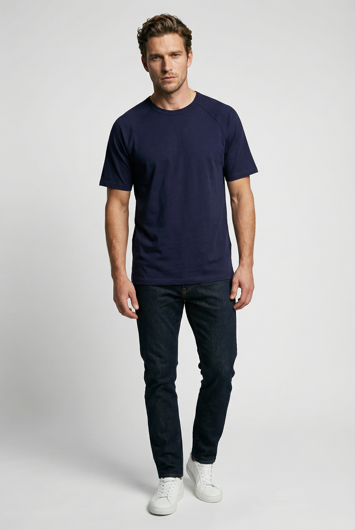 Hoxton Raglan Sleeve Fitted T-shirt - Navy
