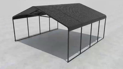 [Durable All-Weather Shelter] Heavy Duty Carport 20 X 20/10x15 Shelter - Perfect Solution for Vehicles, Boats and Equipment - Durable, All-Weather, Quick Assembly - Spacious, Secure, Reinforced - Gray/White