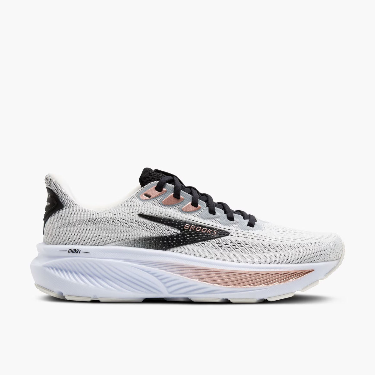 Brooks Women's Ghost 17 (Wide) - White/Black/Rose Gold