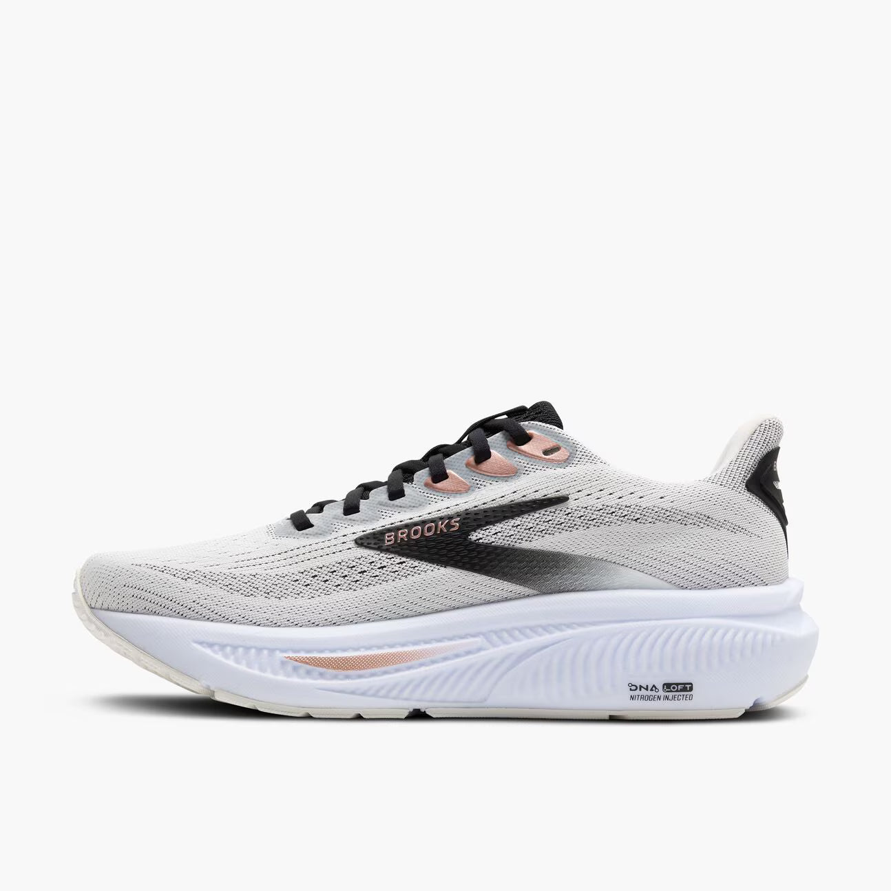 Brooks Women's Ghost 17 (Wide) - White/Black/Rose Gold