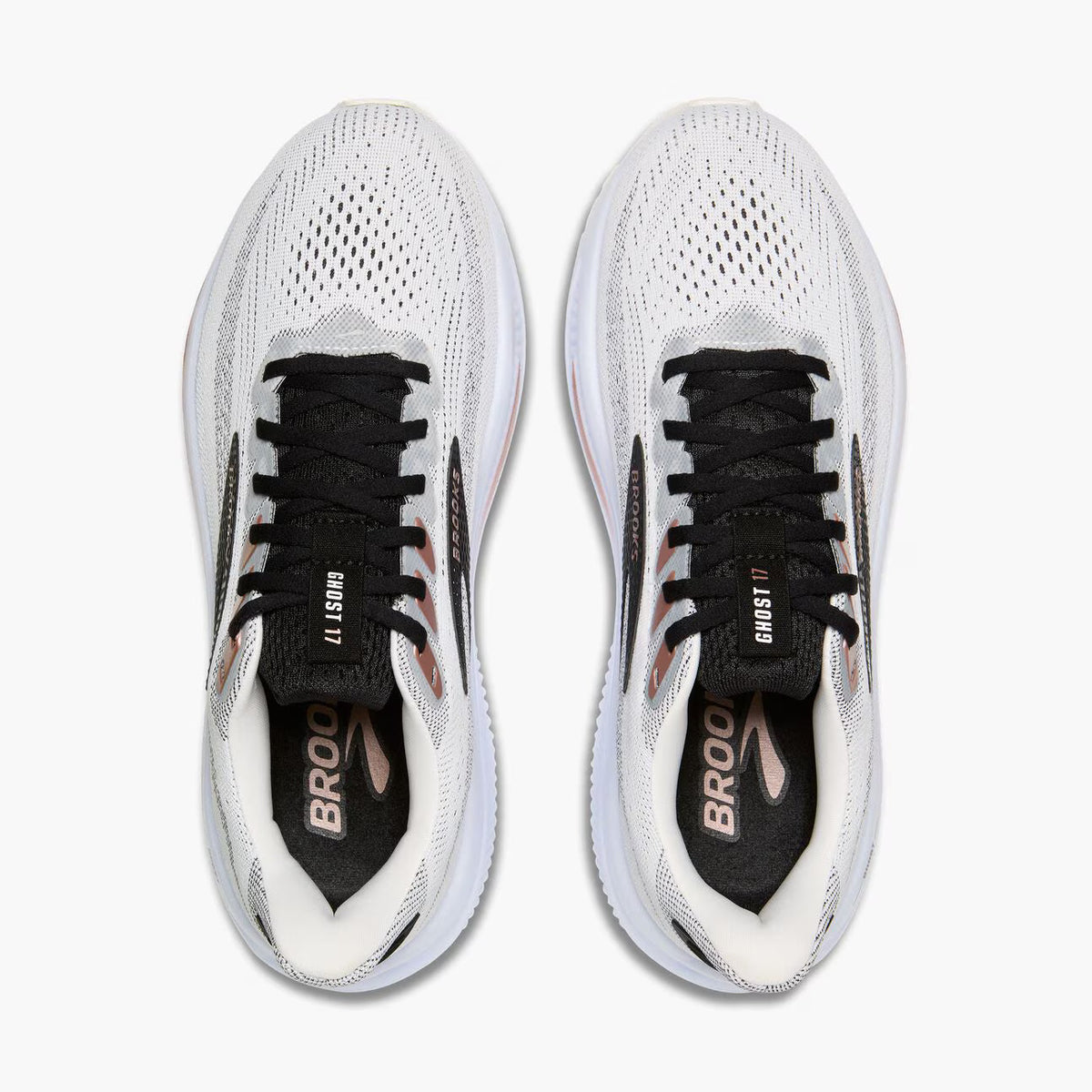 Brooks Women's Ghost 17 (Wide) - White/Black/Rose Gold