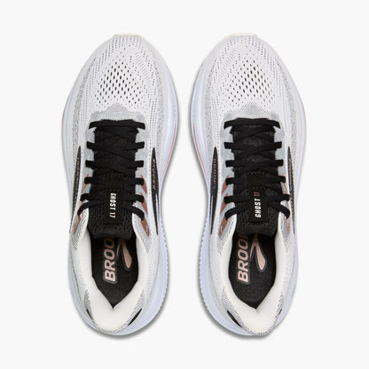 Brooks Women's Ghost 17 (Wide) - White/Black/Rose Gold