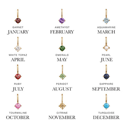Gold Small Individual Birthstone Charm