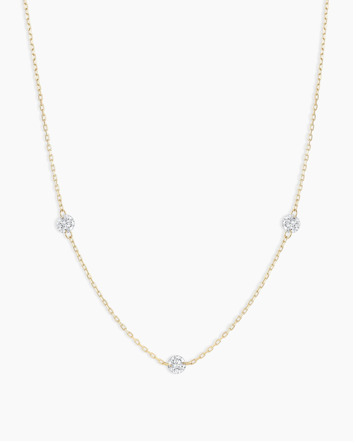 18K Floating Diamond Stationary Trio Necklace