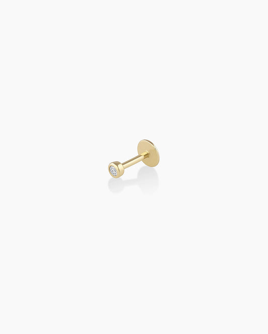14K Classic Diamond Flat Back Single Stud
