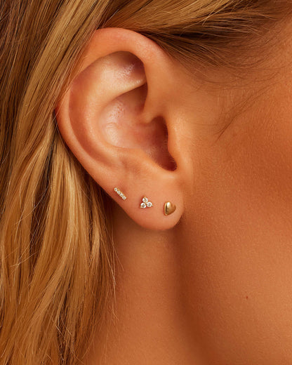 14K Diamond Pavé Bar Flat Back Single Stud