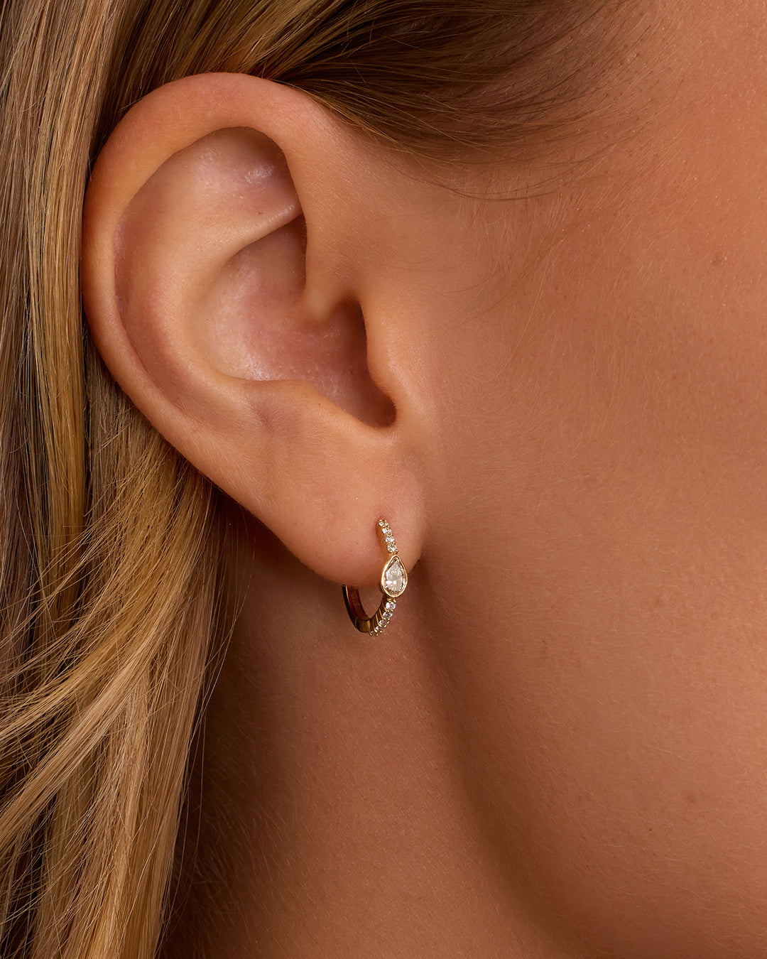 14K Lab Grown Diamond Pear Huggies