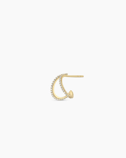 14K Diamond Pave Split Single Huggie