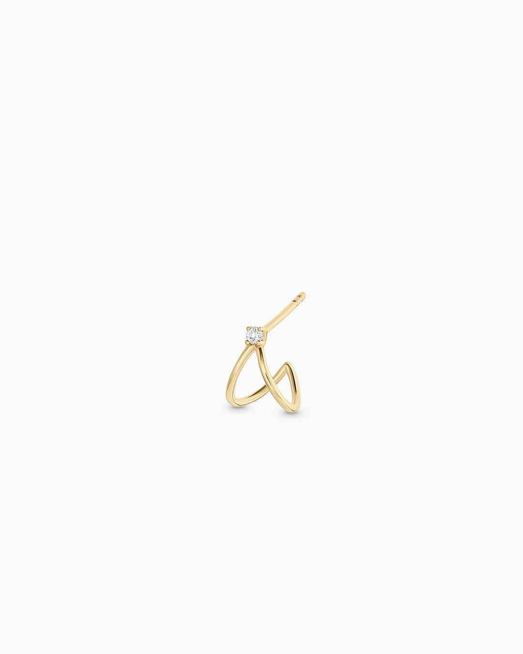 14K Diamond Solitaire Split Single Huggie