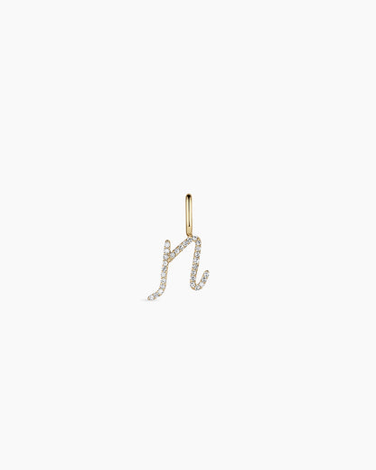 14K Diamond Script Alphabet Charm
