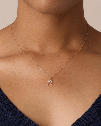 14K Diamond Script Alphabet Charm