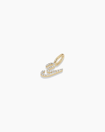 14K Diamond Script Alphabet Charm