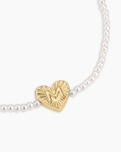 Pearl Vintage Heart Alphabet Bracelet