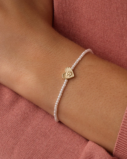 Pearl Vintage Heart Alphabet Bracelet