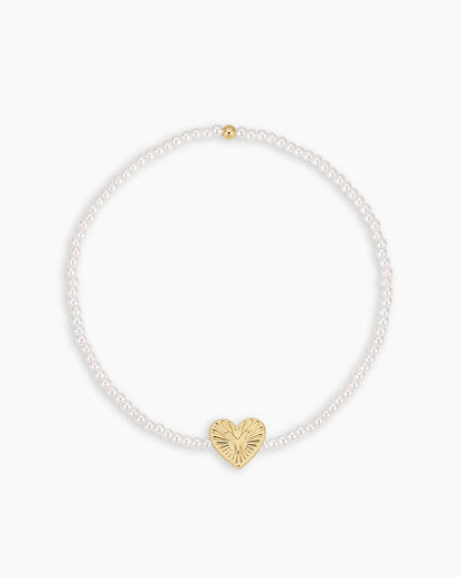 Pearl Vintage Heart Alphabet Bracelet