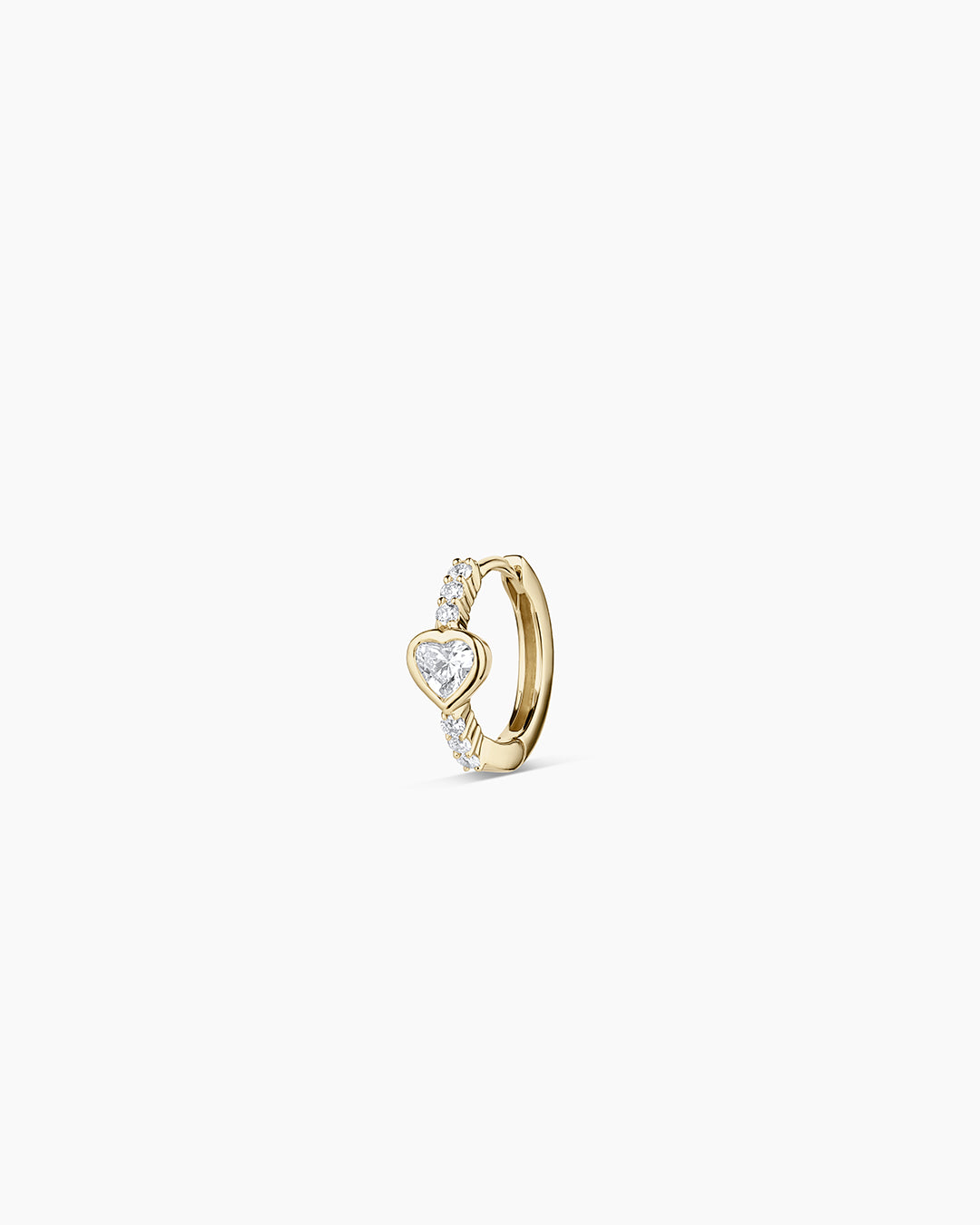 14K Lab Grown Diamond Heart Single Huggie