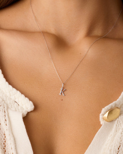 14K Diamond Vintage Alphabet Charm Necklace