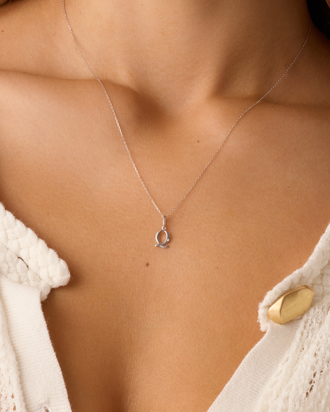14K Diamond Vintage Alphabet Charm Necklace