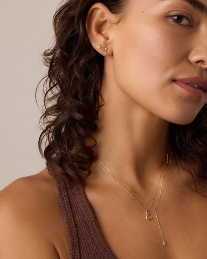 14K Diamond Crescent Charm Necklace