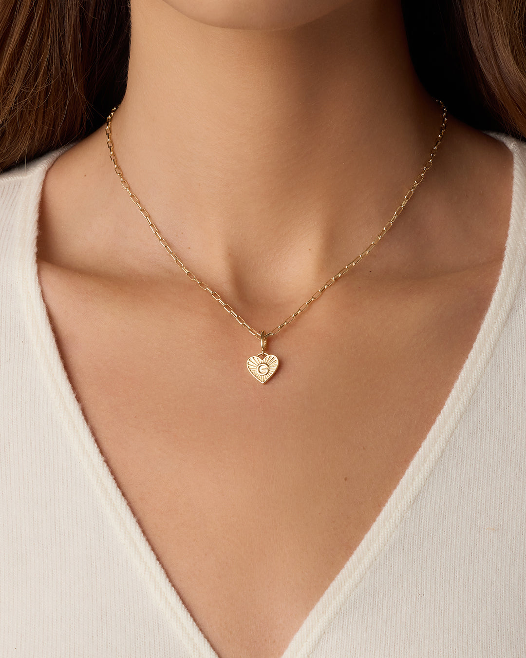 Vintage Heart Alphabet Charm Necklace