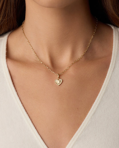 Vintage Heart Alphabet Charm Necklace