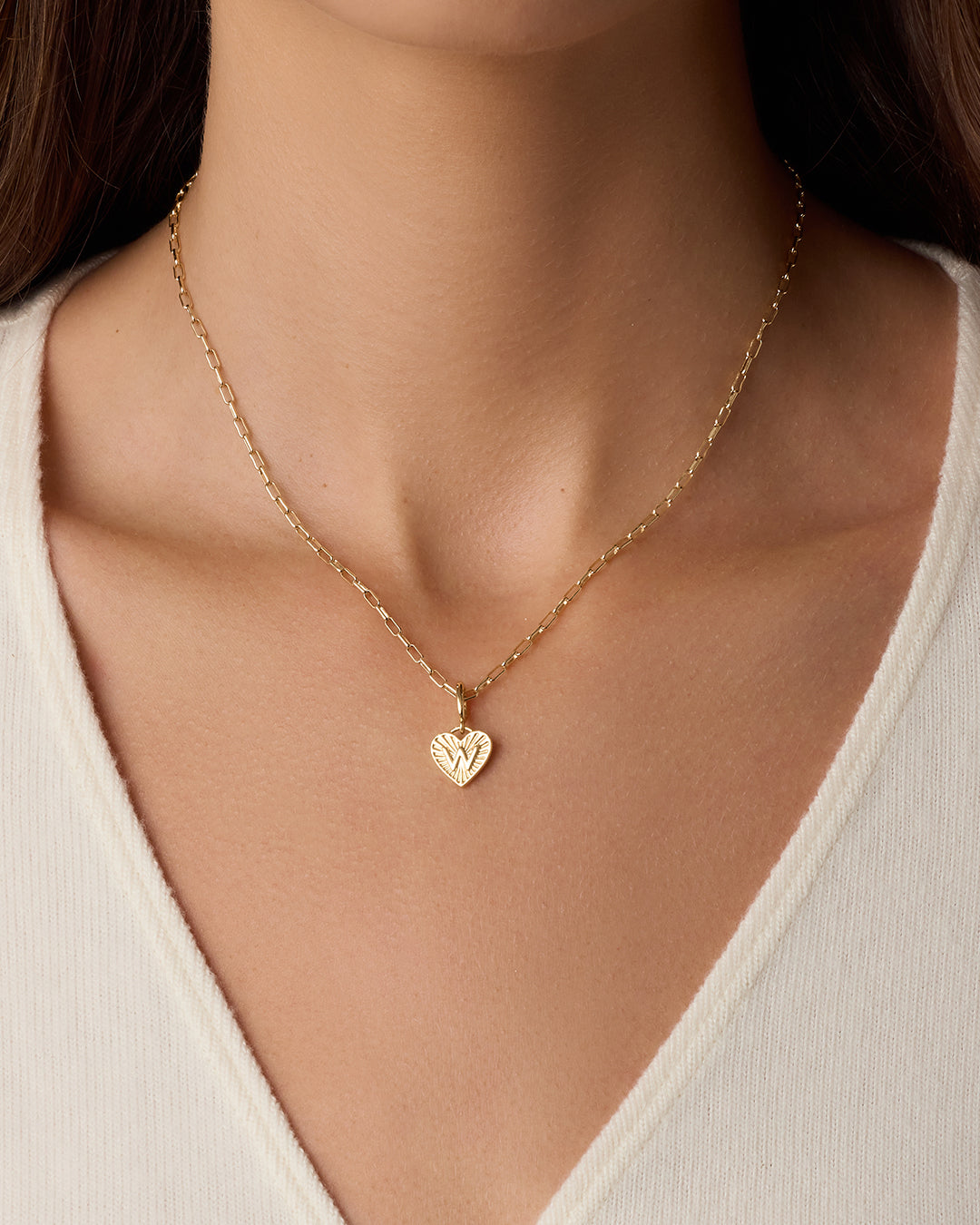 Vintage Heart Alphabet Charm Necklace