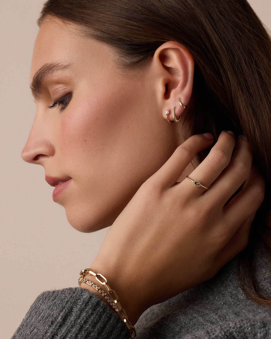 14K Lab Grown Diamond Solitaire Huggies
