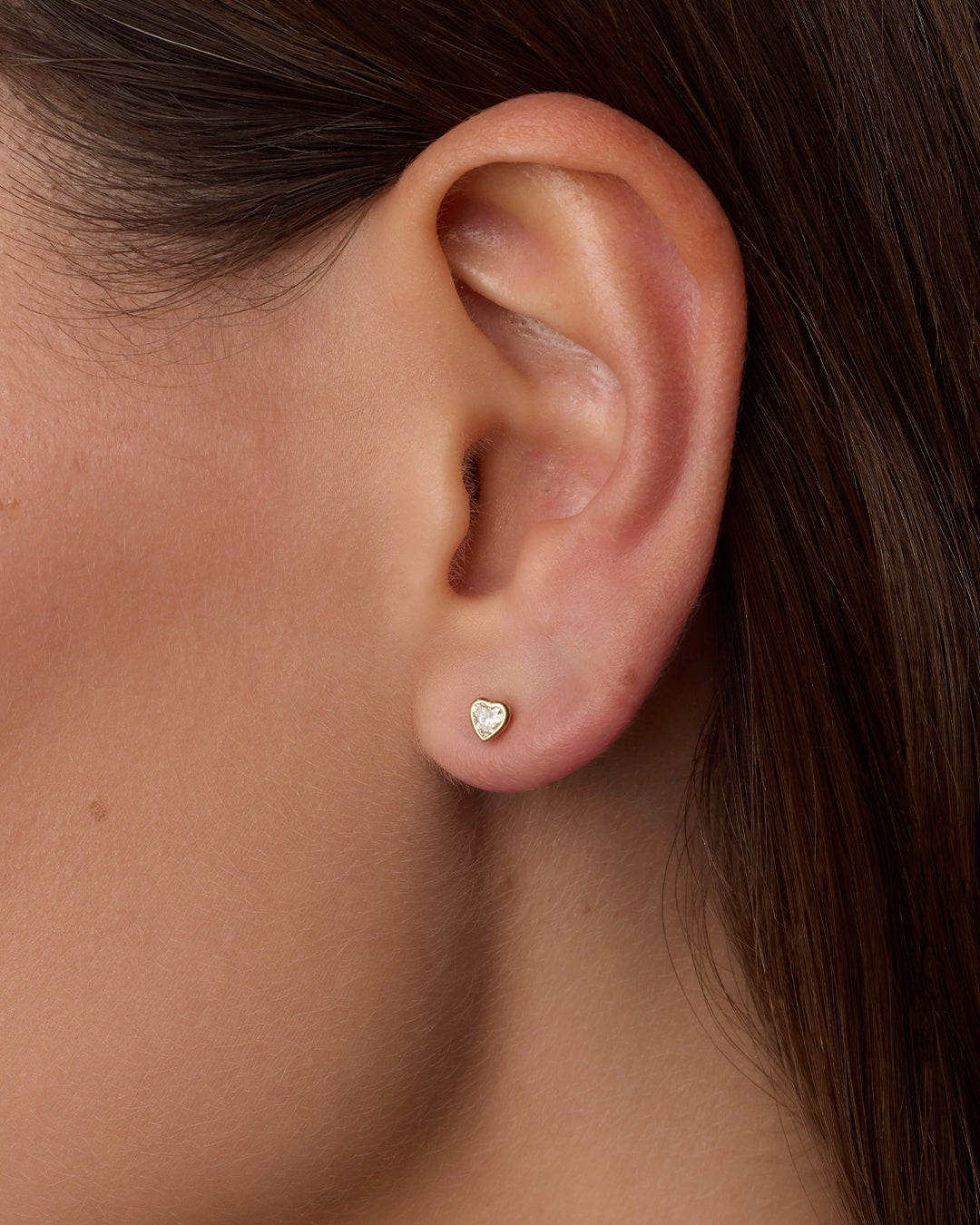 14K Lab Grown Diamond Heart Flat Back Studs