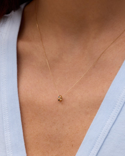 14K Gold Birthstone Halo Charm