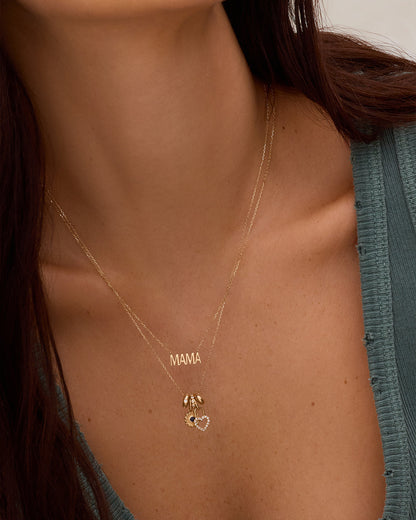 14K Gold Birthstone Halo Charm Necklace
