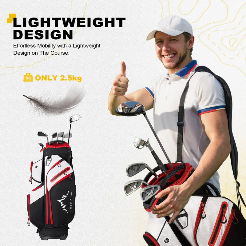 15 Way Divider Golf Cart Bag for Men & Women, Multi-Pocket Golf Bag with Rain Cover & Comfort Handles