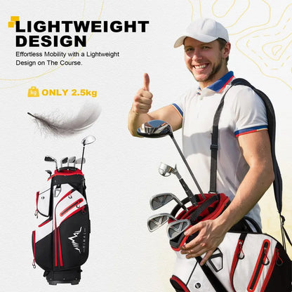 15 Way Divider Golf Cart Bag for Men & Women, Multi-Pocket Golf Bag with Rain Cover & Comfort Handles