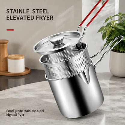 🍟 Compact Stainless Steel Deep Fryer Pot Set with Basket✨