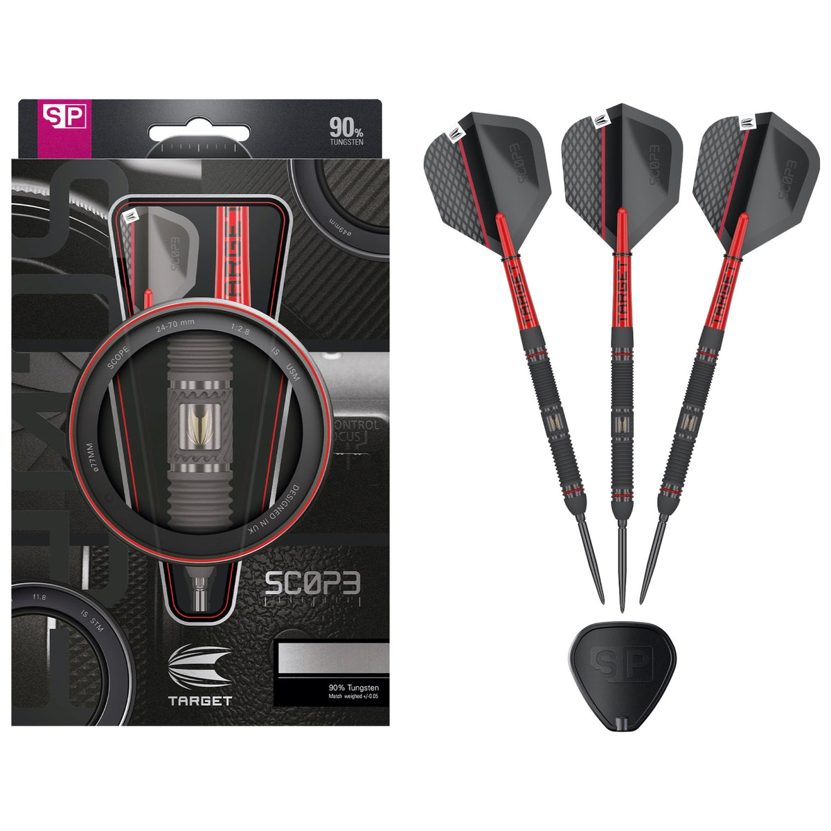 TARGET - Scope SP01 Swiss Point Steel Tip Darts - 90% Tungsten - 24g